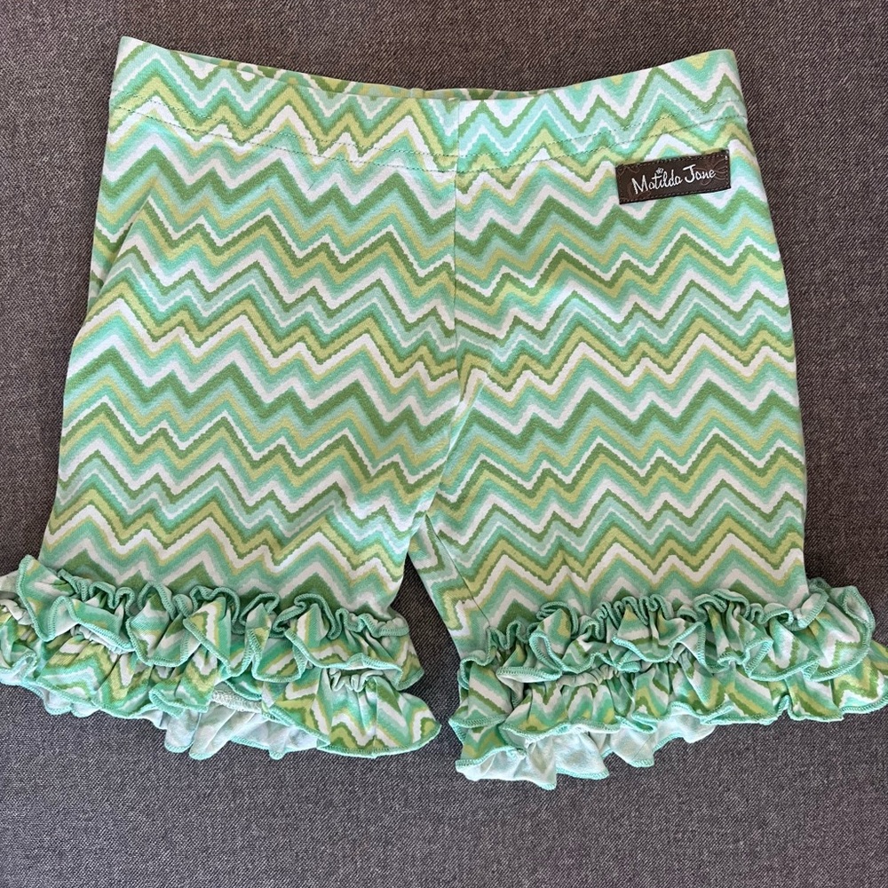 Matilda Jane Green Chevron Ruffle Shorts